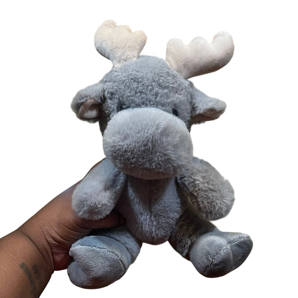 Meijer Gray Moose Plush 11” Stuffed Animal Soft Cuddly Toy Reindeer Elk